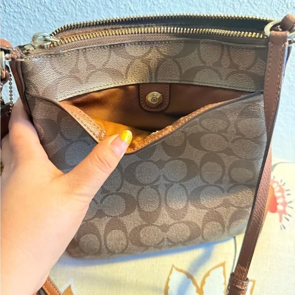 Coach Signature Tan Crossbody Bag - Picture 14 of 16